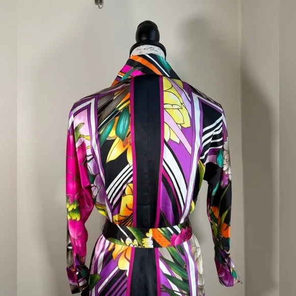 Cache Vibrant Purple Floral Belted Shirt Dress - Picture 4 of 9